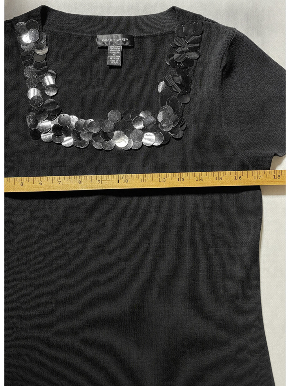 Cable & Gauge XL Black Short Sleeve Top with Shiny Sequin - Picture 6 of 6